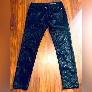 Grace in LA Womens Pants Skinny Sz 28 Black 5 Five Pocket Floral Pattern